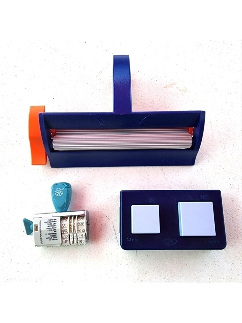 Craft lot crimper square punch stamp Fiskars Creative Memories Amy Tangerine